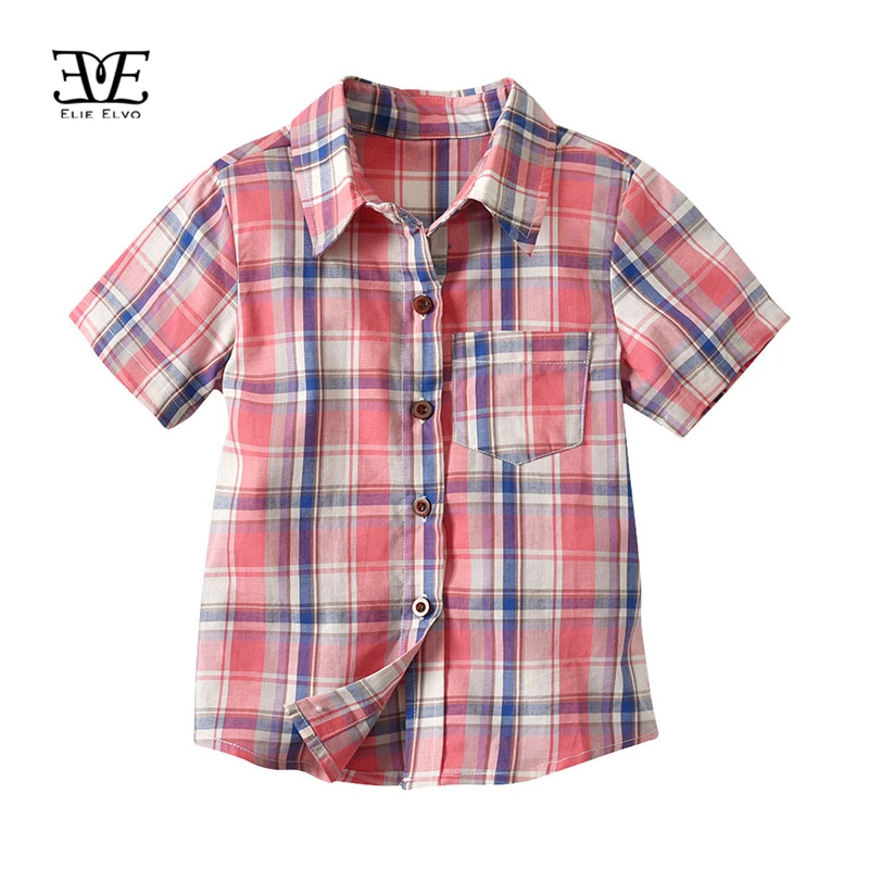 ELIE ELVO Fashion Boys Clothing Sets Summer Children's Plaid Short-Sleeved Shirt + Jeans Shorts Suits Gentleman Kids Clothes |