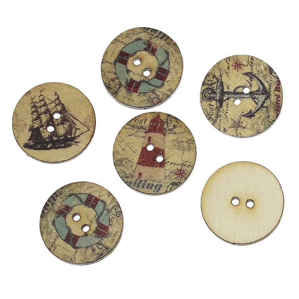 Rushed New Wooden Buttons 100 Pcs Wood Sewing Decorative Scrapbooking Vintage Pattern Jewelry Diy 20mm | Дом и сад