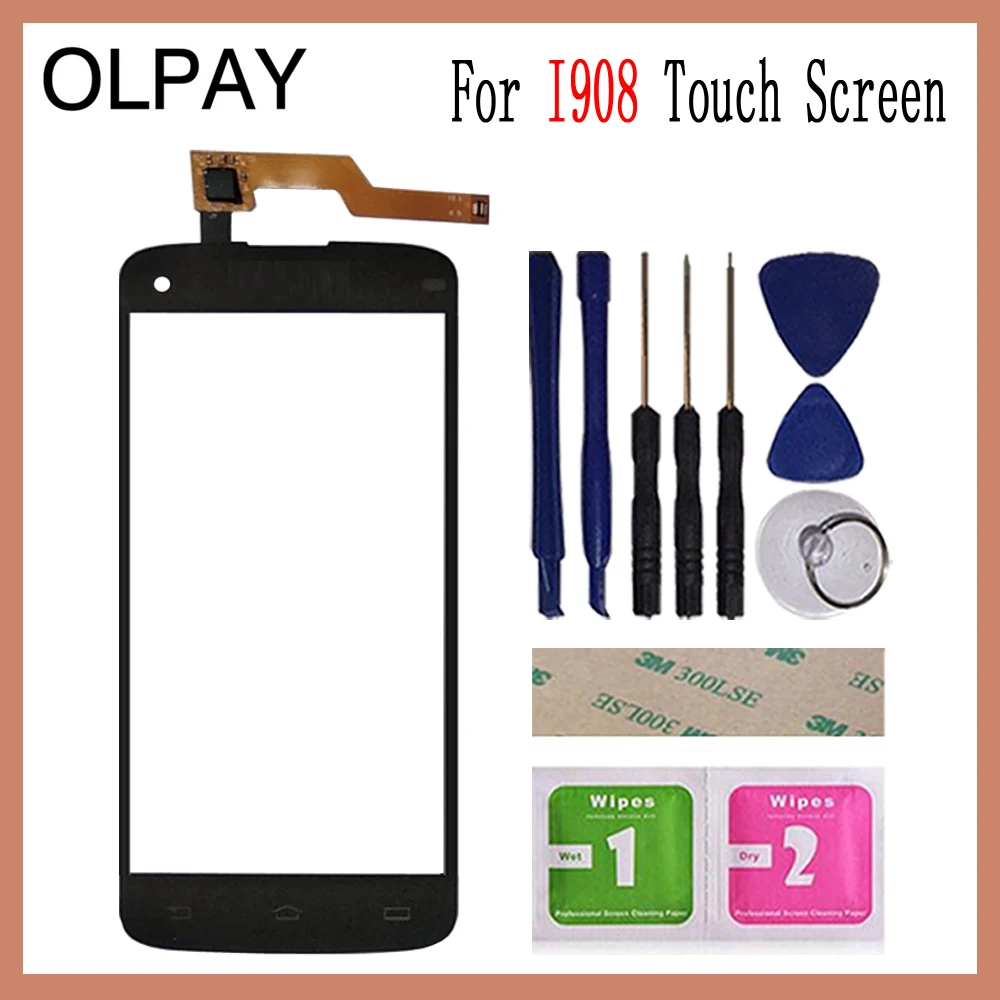 OLPAY 5,0 ''сенсорная стеклянная панель для Philips i908 сенсорный экран дигитайзер стекло сенсор инструменты Бесплатный клей+ прозрачные салфетки