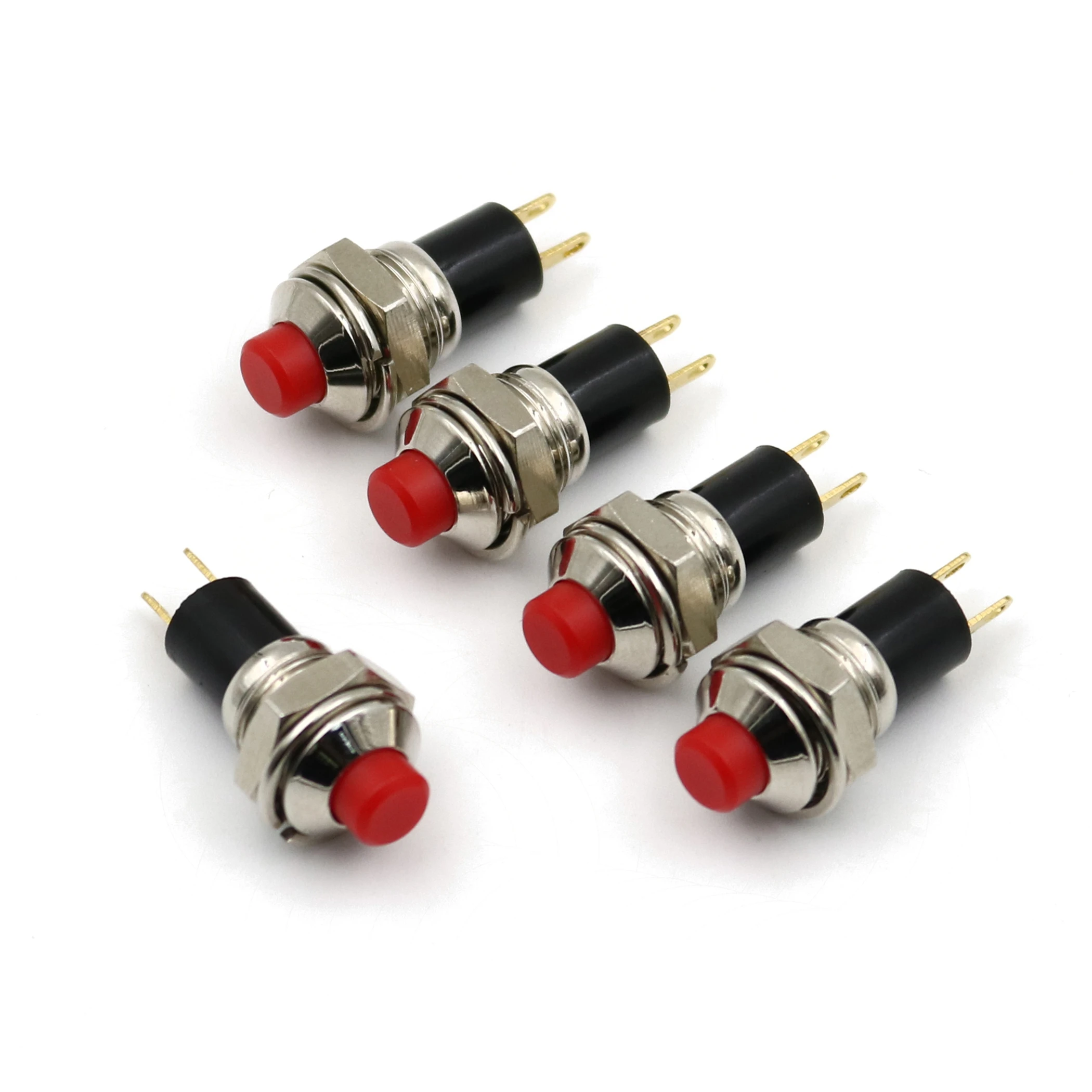 

5Pcs PB05R 10mm Round 2Pin Latching Self-Locking ON-OFF SPST Mini Push Button Switch Normally Open