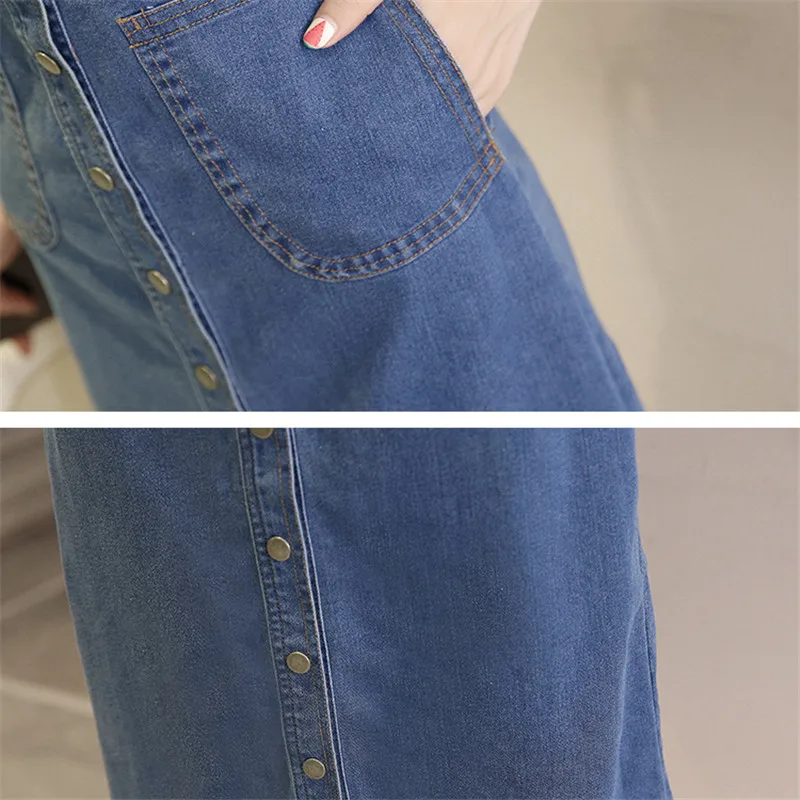 Женские летние джинсовые платья новинка 2018 однобортные женские с высокой талией