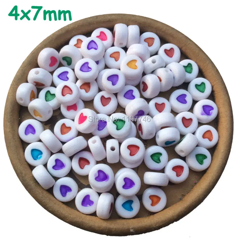 

Hearts Beads with hole cute Spacer Bead 200pcs 7mm Red Pink Letters Heart Acrylic Spaces Alphabet Beads for DIY Jewelry Making