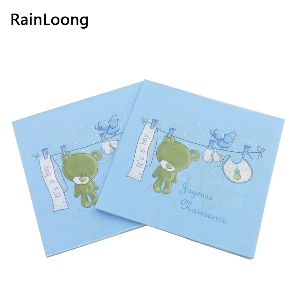 [Rainloong] Baby Shower Бумага салфетка для мальчика и девочки, Пол раскрыть вечерние ткани украшение для салфеток салфетки 33*33 см 1 упак./лот - Цвет: Светло-зеленый