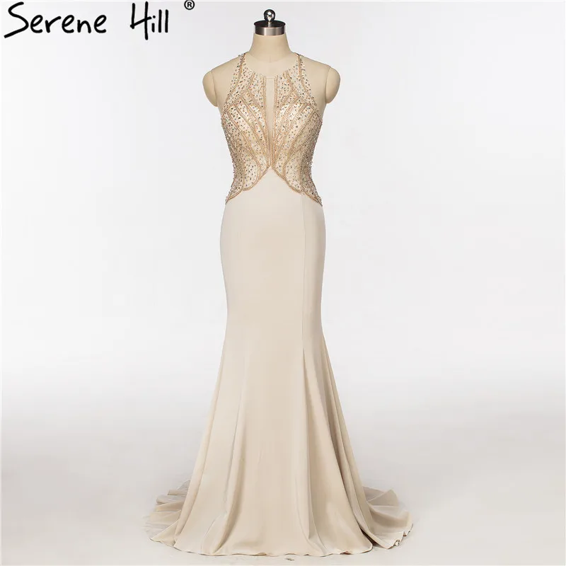 Сексуальное вечернее платье без рукавов с лямкой на шее кристаллами и русалочкой