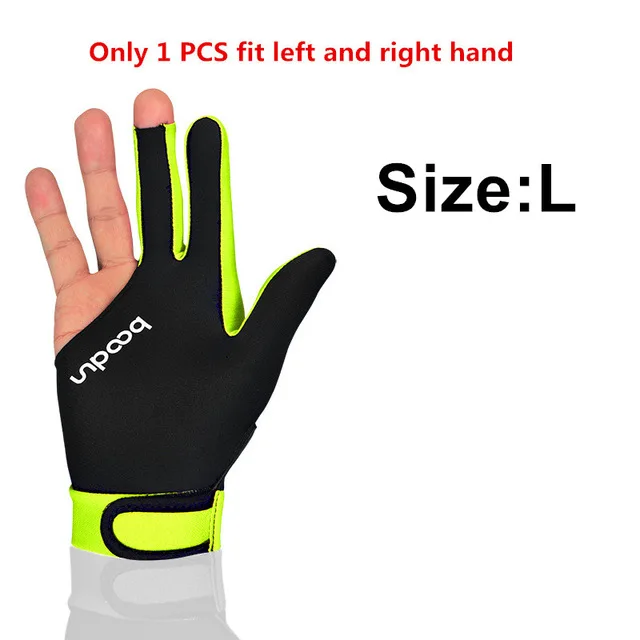1PCS Yellow L Boodun 1 шт. три пальца бильярдные перчатки для бильярда для мужчин и женщин подходят как для левой, так и для правой руки бильярдные аксессуары - Цвет: 1PCS Yellow L