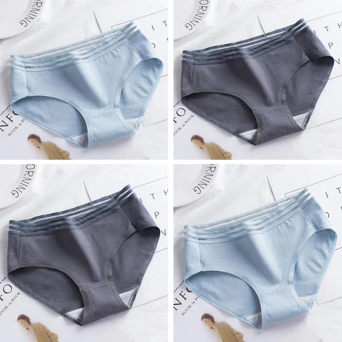 4PCS-030-3 4 шт./лот, хлопковые трусики, женское нижнее белье, сексуальные трусы, плюс размер, L-XXL, кружевные трусы, бесшовные, милые, мягкие, комфортные, для девушек, нижнее белье - Цвет: 4PCS-030-3
