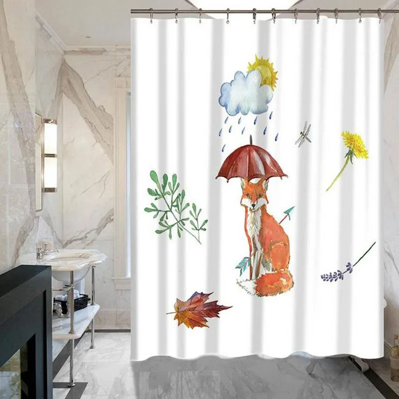 Мультяшная лисица полиэстер водонепроницаемая для ванной занавеска душа на