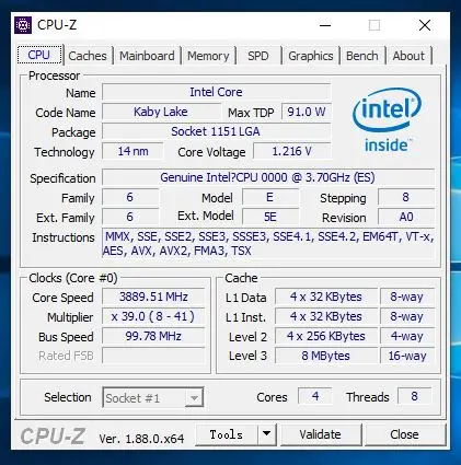 Четырехъядерный процессор Intel Core i7-7700K ES i7 7700K ES QKYP 3,7 GHz 8M 91W LGA 1151