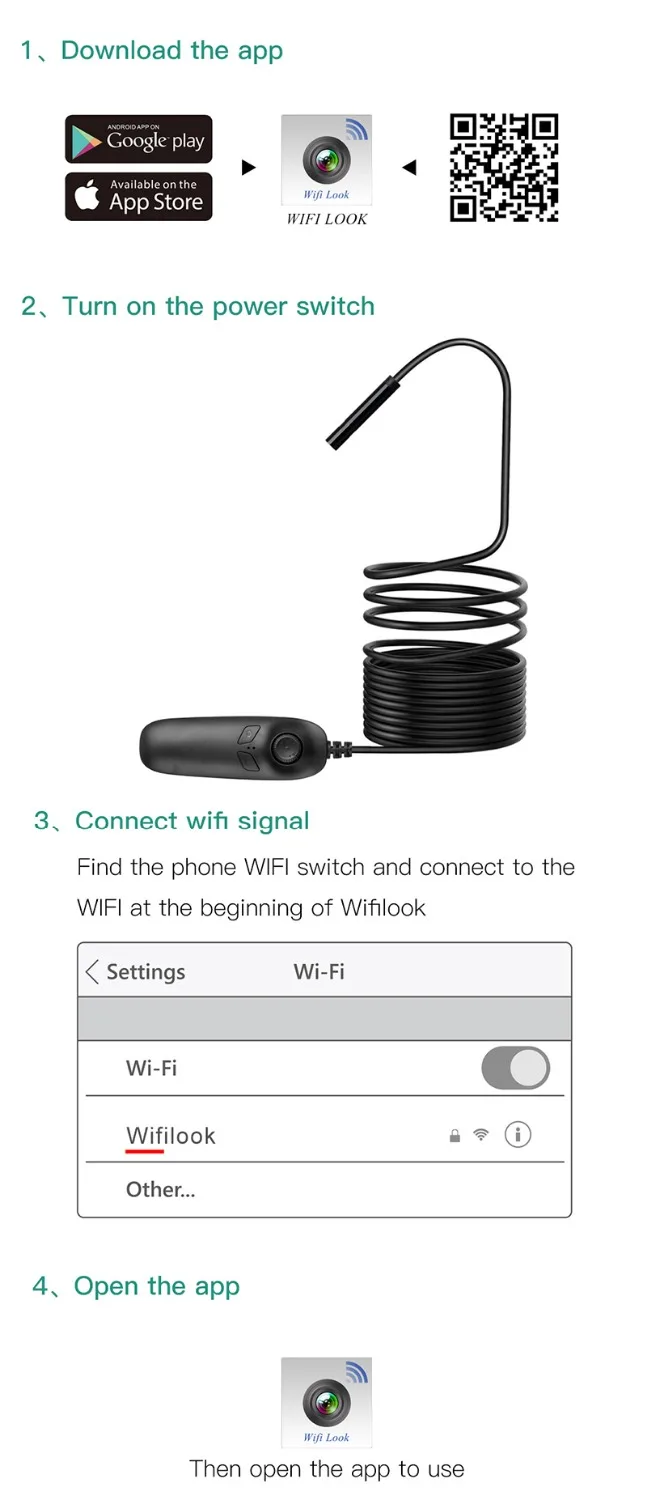 Мини микро WIFI эндоскоп объектив камеры 8.мм диаметр водонепроницаемый IP67 3 5/5/10 м