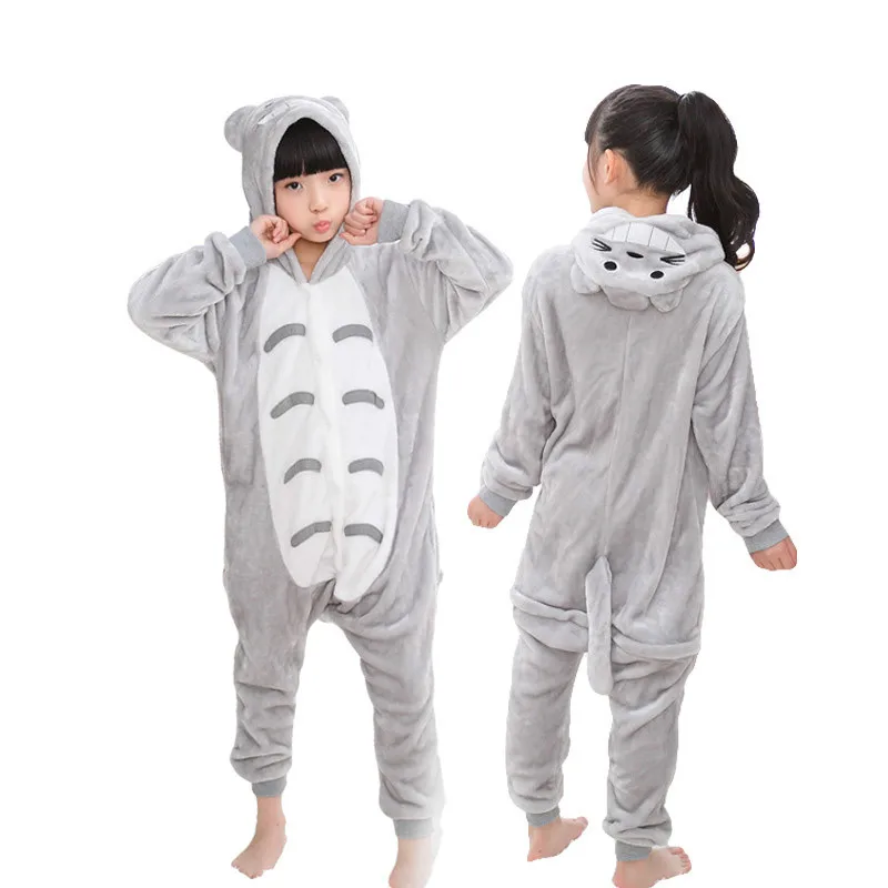 totoro Детские пижамы с радужной звездой и единорогом; зимняя Пижама; Фланелевая пижама с капюшоном; комплекты одежды для сна с животными для девочек и мальчиков; одежда для сна - Цвет: totoro