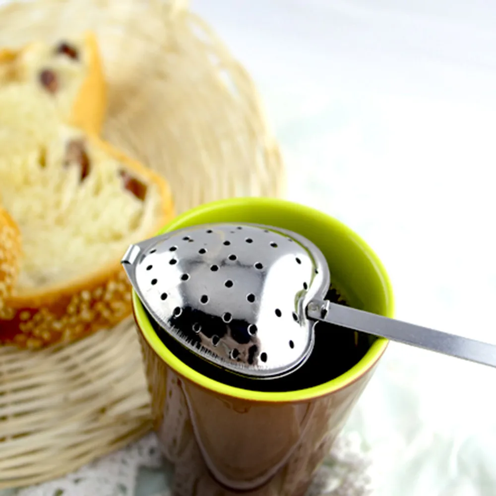 1 шт в форме сердца Чай заварки Нержавеющая сталь шар лист ситечко для