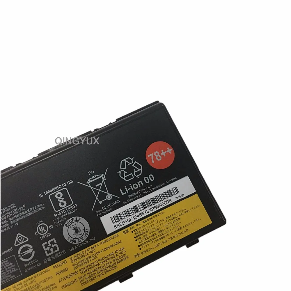 Новый 15V 96Wh 6.4Ah 00HW030 SB10F46468 Аккумулятор для ноутбука Lenovo ThinkPad P70 Series 78 +