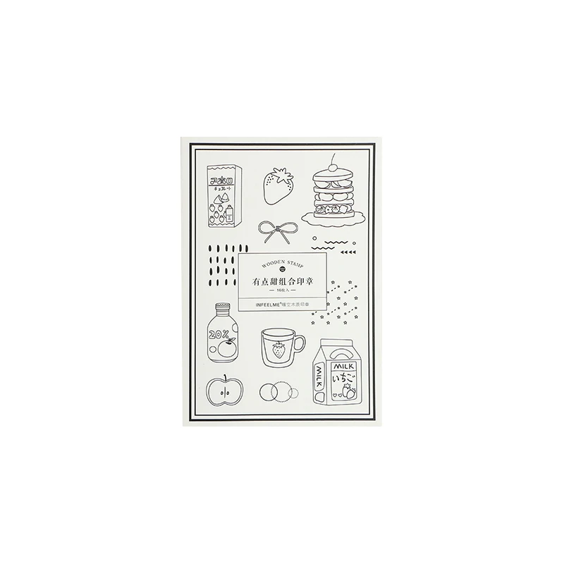16 шт./компл. винтажные вкусные еда напитки штамп DIY деревянные резиновые штампы
