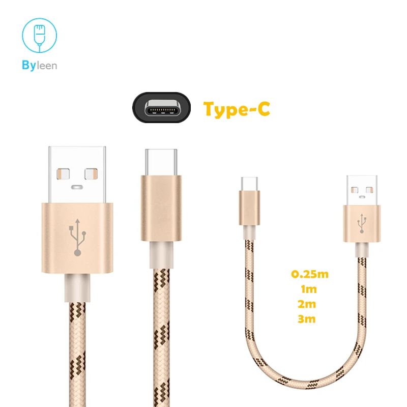 Зарядный кабель BYLEEN Type-C USB 3 1 для huawei honor 10 P10 P20 Nova 3e Samsung Galaxy S8 S9 plus A3 A5 A7 2017 Nexus 6P 5X |