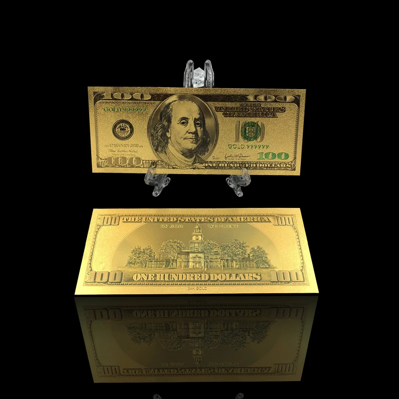 1 шт. Kelin США 100 доллар 24 k 999,9 позолоченные золотые игрушечные деньги Примечание с показ домашний декор подставка