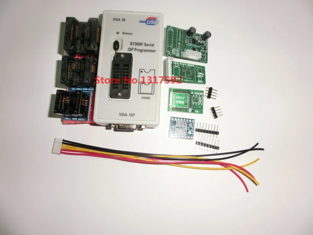 Бесплатная доставка проводная щетка VGA новая RT809F с 6 адаптерами + плата ICSP/кабель