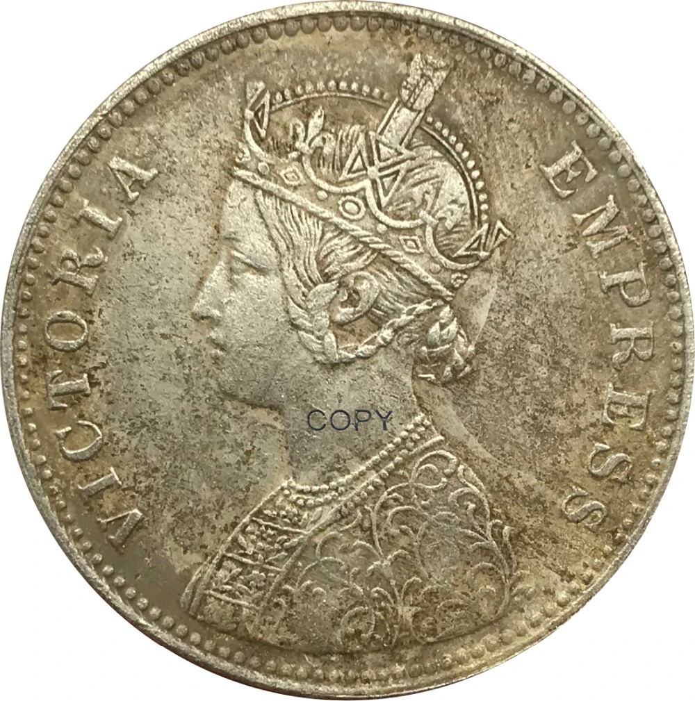 

1890 Индия 1 одна рупия Виктория Королева фотокопия монета