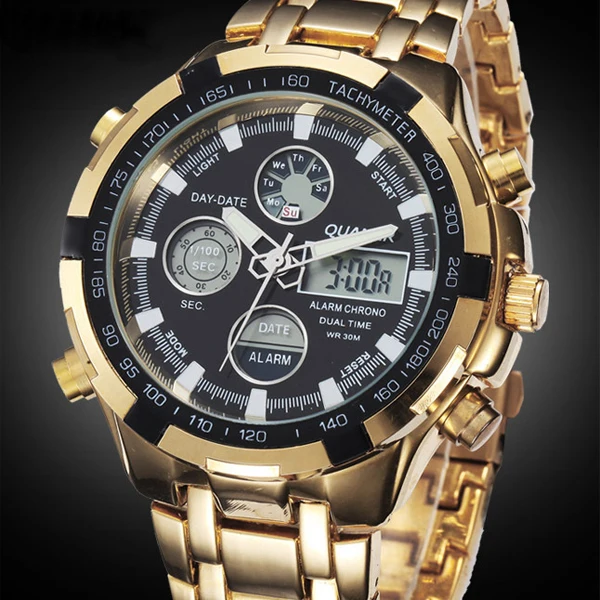 Military Watches Men Luxury Brand Full Steel Watch Sports Quartz Multi-function LED Waterpoof Gold Wristwatch Relogio Masculino ots luxury brand watch men business casual quartz watch full steel military sports watches relogio masculino men s wristwatches