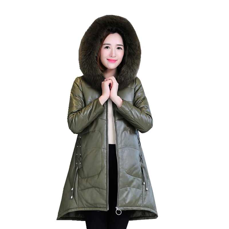 

Real Sheepskin Leather Suede Jacket Fox Fur Hoody Autumn Winter Women Warm Outerwear Coats LF4258