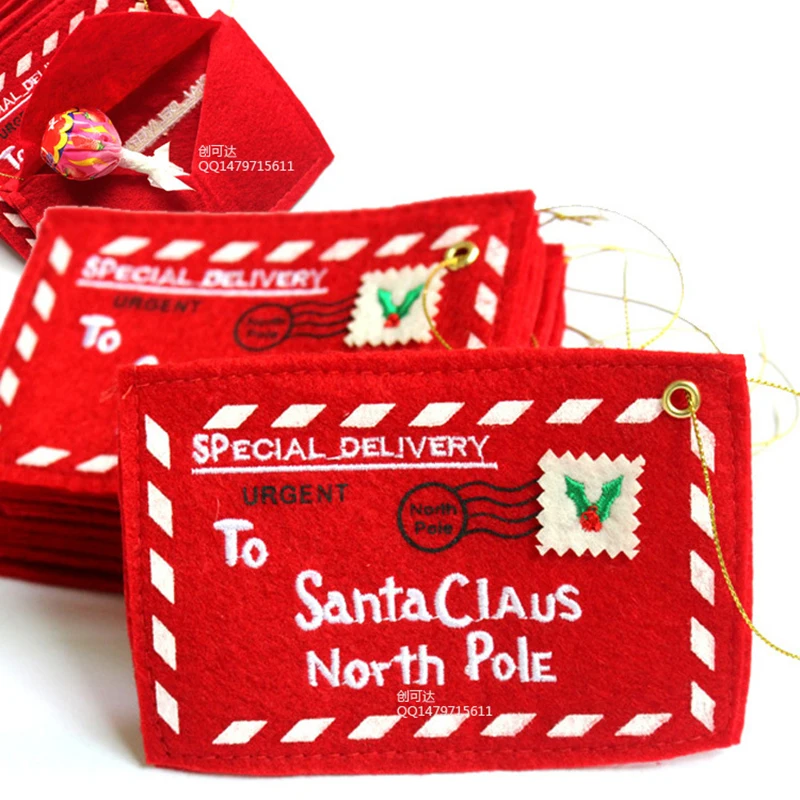 10 шт./лот Рождественское украшение ручной работы Прямоугольная форма конверта