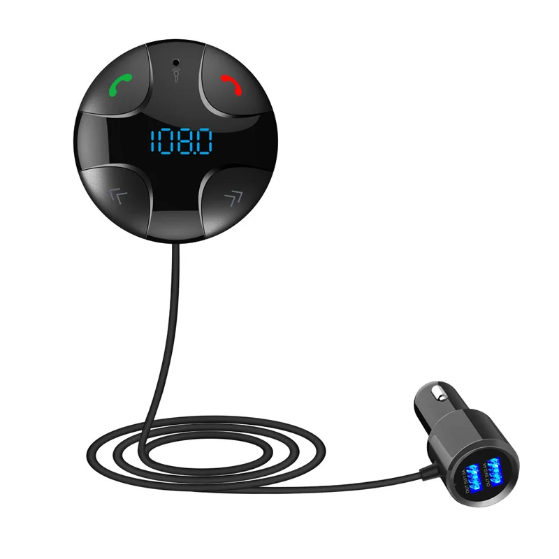 Черный JaJaBor FM трансмиттер Bluetooth Car Kit Автомобильный беспроводной A2DP Аудио музыкальный приемник Handsfree Car MP3-плеер Цифровой светодиодный дисплей - Название цвета: Черный