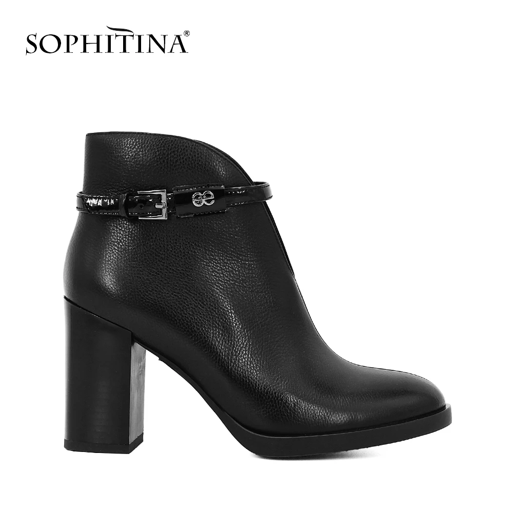 SOPHITINA/элегантные женские ботинки Ботильоны из натуральной кожи на молнии с