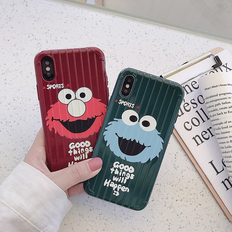 Мультяшный чехол для iPhone XR Max мобильного телефона 7 8 Plus Sesame Street IMD мягкий