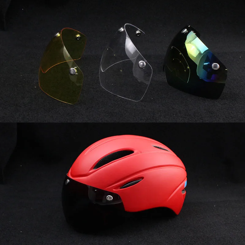 red-4lens Велосипедный шлем EPS MTB велосипед ветрозащитные линзы цельный литой шлем Велоспорт Casco Ciclismo линзы очки Велоспорт - Цвет: red-4lens