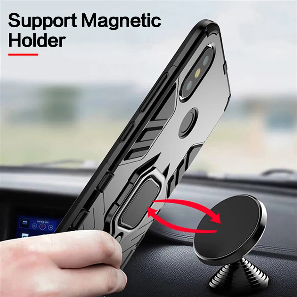 Luxury Finger Ring Bracket Holder Car Cases For Xiaomi Mi A2 Lite A1 6X 5X Phone Case Magnetic Armor Shockproof Back Cover | Мобильные