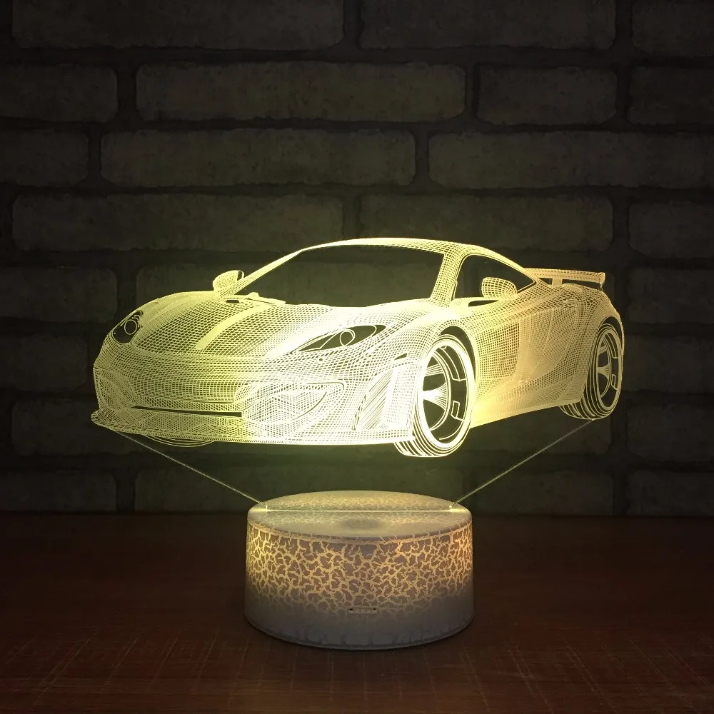 Новинка 7 цветов сменный спортивный автомобиль 3D ночные светильники Сенсорное