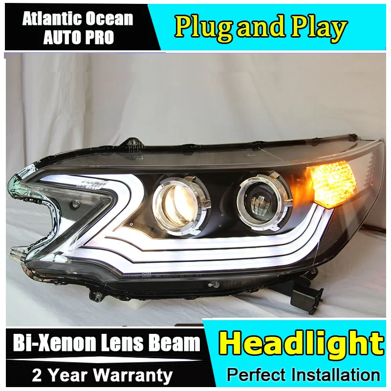 

new head lamps Car Styling for Honda CRV LED Headlights 2012-2014 Lexus Style DRL Lens Double Beam HID KIT Xenon bi xenon lens