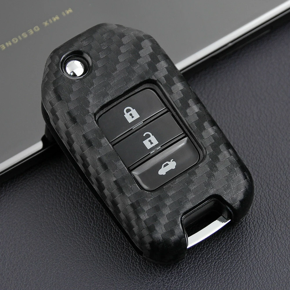 Чехол книжка для автомобильного ключа из углеродного волокна аксессуары Honda Civic