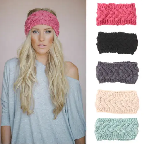 

Women Crochet Headband Winter Knitted Flower Hairband Ear Warmer Ladies Winter Headwrap Fashion Headwear