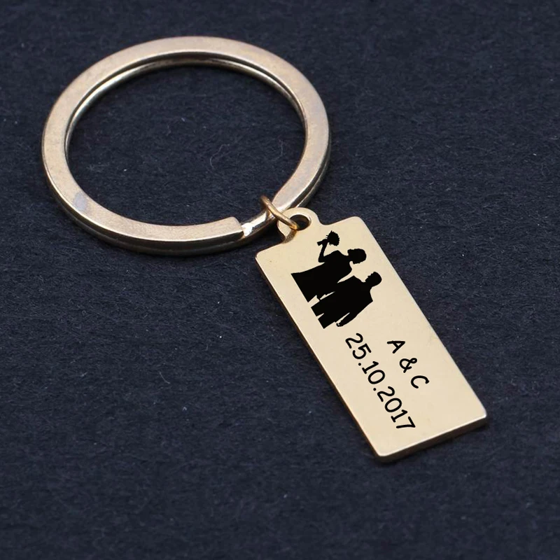 Fashion Stainless Steel Keychain Personalized Custom Name Letter And Date For Couple Wedding Anniversary Trendy Gift Key Ring | Украшения и