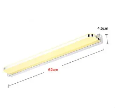 Warm light L62CM Светодиодный настенный светильник, зеркало для ванной, передние светильники 42 см 52 см 62 см 72 см, современные настенные бра, Современное Внутреннее освещение lw48452 - Цвет абажура: Warm light L62CM