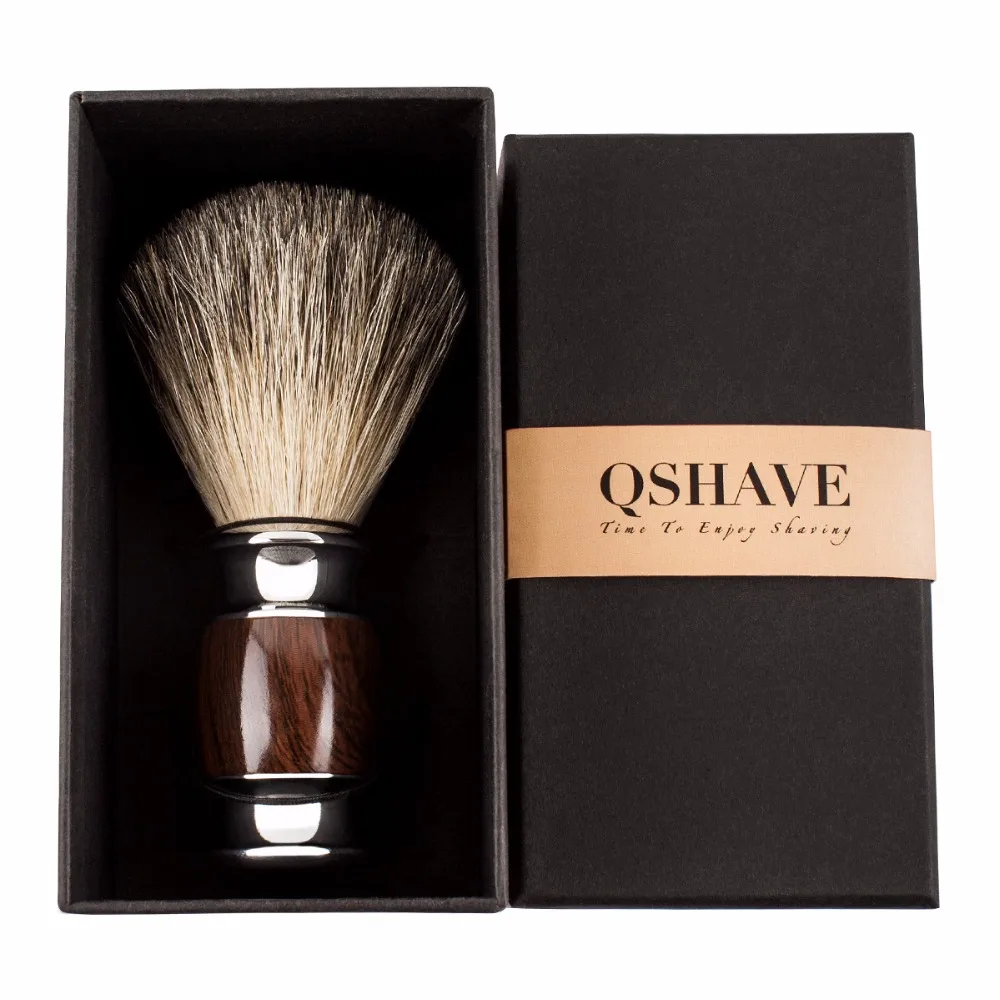 Qshave Man чистая барсука щетка для бритья дерево 100% бритвы безопасная прямая