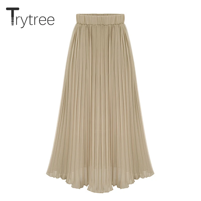 Летняя Осенняя плиссированная юбка Trytree Женская Однотонная из полиэстера 4 цвета