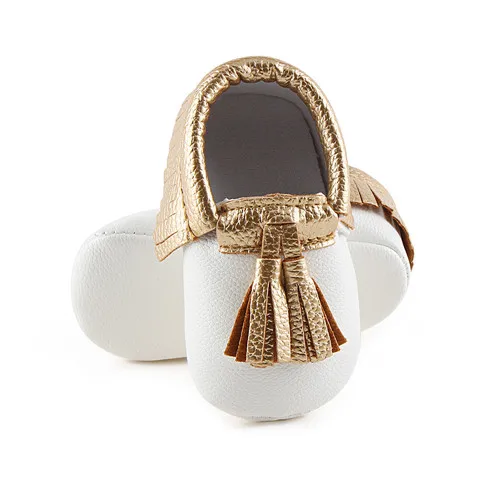 White And Gold Фабричная дешевая цена; детская обувь в полоску с кисточками; обувь для малышей; сезон весна-осень - Цвет: White And Gold