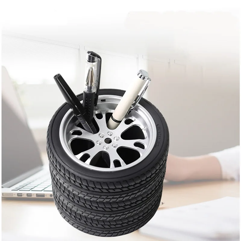 

Multi-function Vehicle Wheel Pen Holder Pencil Organizer PP Plastic Pen Pot Storage Stand Tire Assy Desktop Pencil Cases