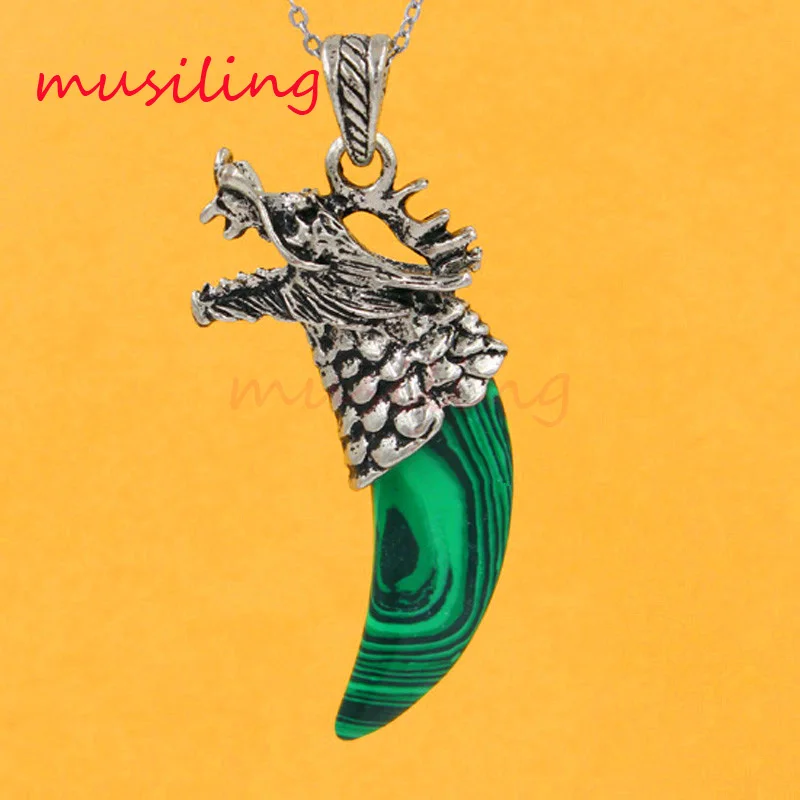 Подвеска маятник голова дракона в форме зуба натуральный драгоценный камень