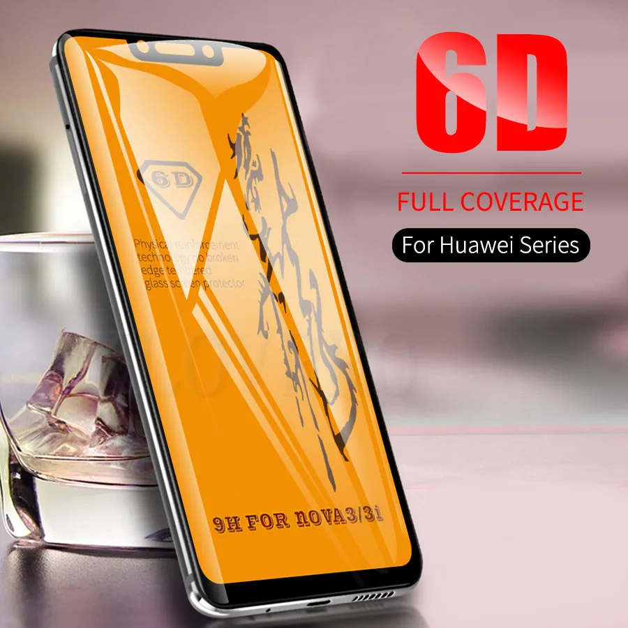 6D Full Glue Cover Tempered Glass for Huawei P20 Pro P30 Lite Nova 3 3i 4 2i 3E 4E Screen Protector Protective Film | Мобильные