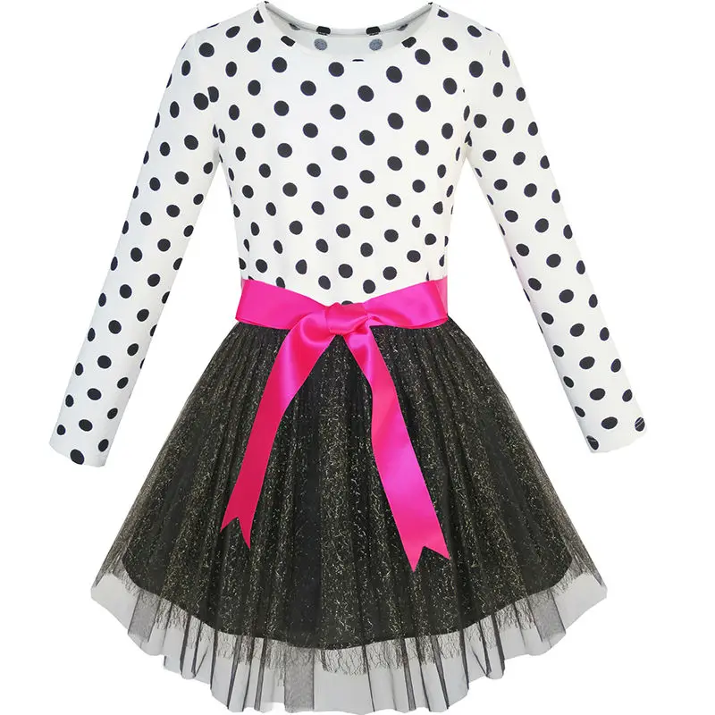 Girls Dress Long Sleeve Tutu Bow Tie Party 2020 Summer Princess Wedding Dresses Children Clothes Size 6-12 Pageant Carnival | Детская