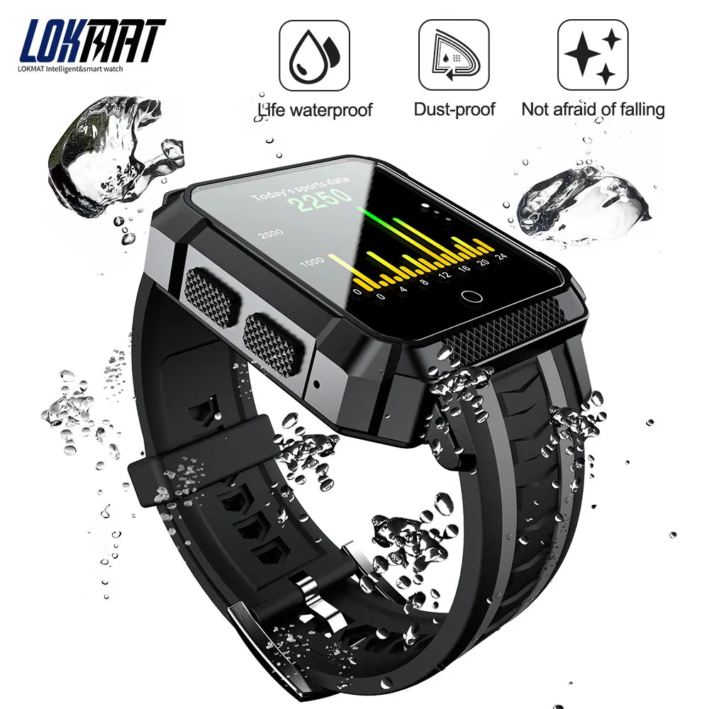 LOKMAT 4G Смарт часы Для мужчин Android Phonewatch IP67 Водонепроницаемый спортивные SmartWatch gps