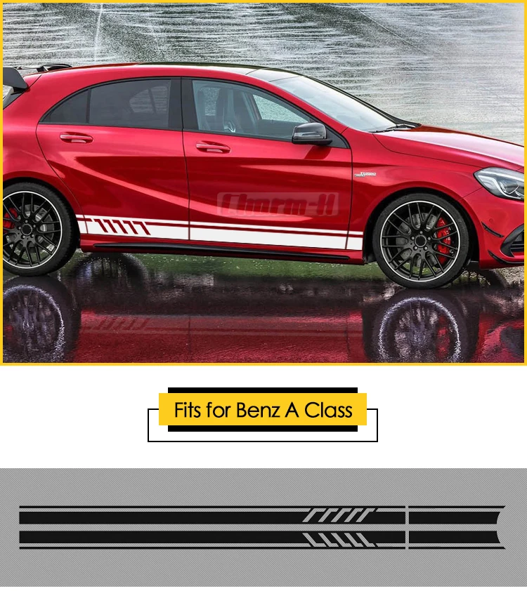 Издание 1 дверь боковая полоса юбка Наклейка для Mercedes Benz класс W176 W177 A45 A180 A200 A220 A250 X117 AMG аксессуары
