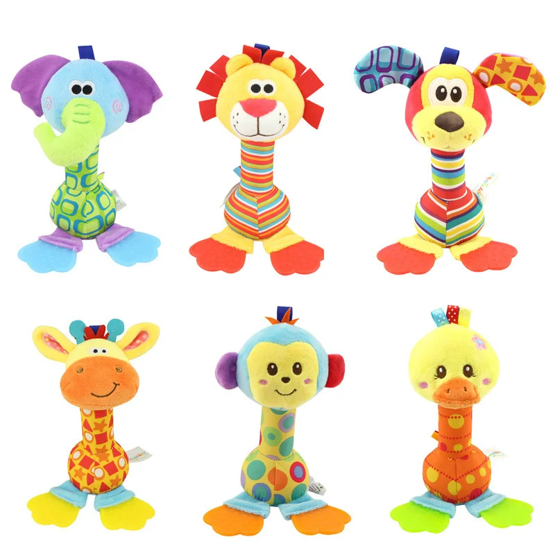 Baby Rattles Giraffe Hand Holding Rattan Bar With Sticky Rubber BB 0-2 year old Toys Short Plush for children | Игрушки и хобби