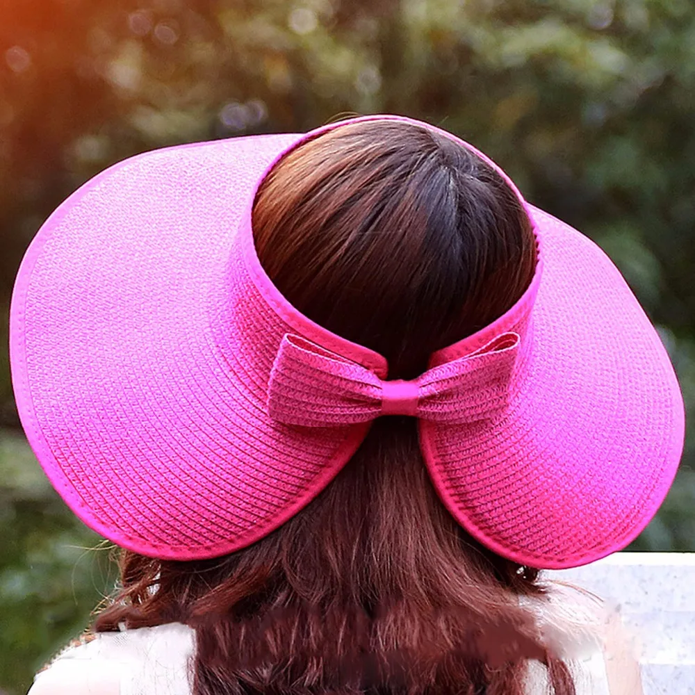 2016 Fashion Summer Hats For Women Lady Folding Hat Women Sun Visor Hat Straw Cap Drop Shipping