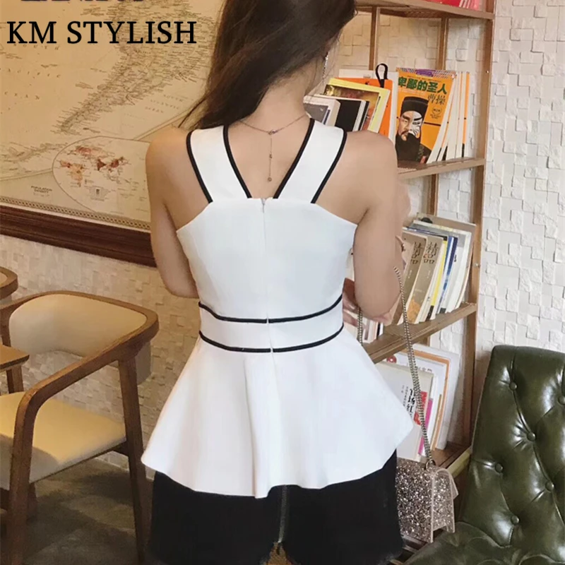 Женская рубашка без бретелек черная или белая с бантом лето 2019|Рубашки| |