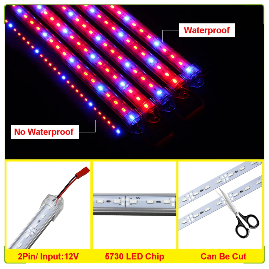 Светодиодный светильник для выращивания растений DC12V 5730 SMD 50 см светодиодный светильник для растений 36 светодиодный s красный синий светильник для аквариума комнатный теплица для выращивания растений