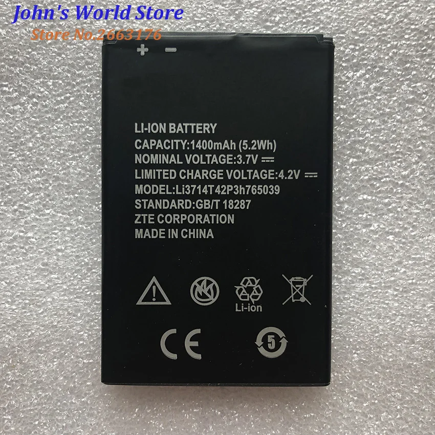 Новый перезаряжаемый оригинальный аккумулятор Li3714T42P3h765039 1400 мАч для смартфона ZTE
