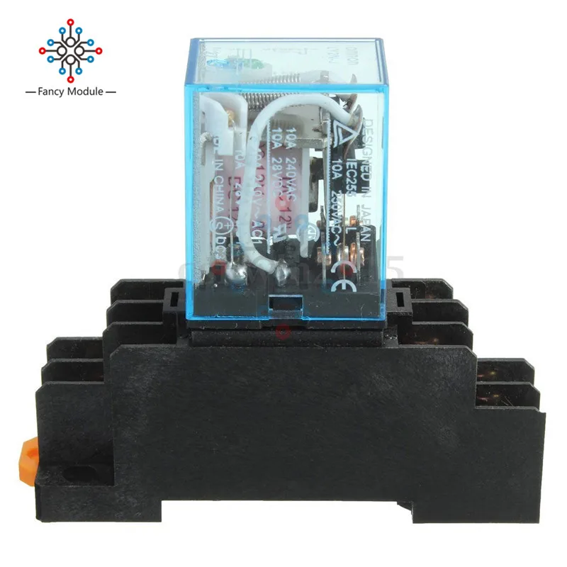 Катушка питания реле 12 В DC миниатюрное DPDT 8 контактов 10A 240VAC LY2 JQX-13F с PTF08A гнездо |